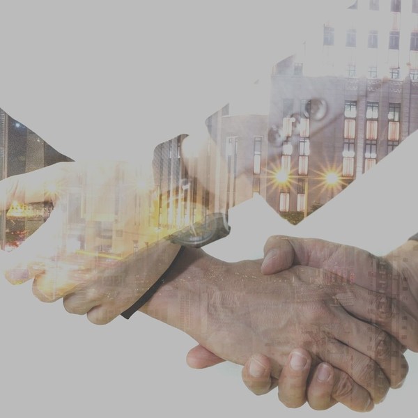 Double exposure of business partners / Sasithorn Phuapankasemsuk via canva.com Freiraum Beratung